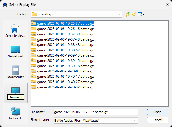 Select replay file